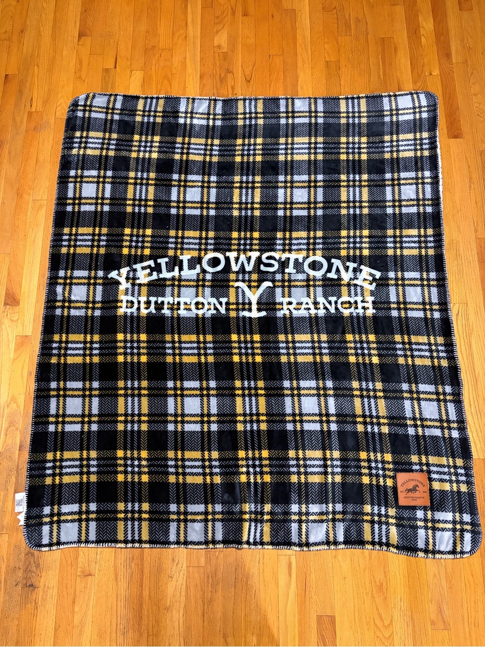 Official Yellowstone Dutton Ranch Soft Black and Yellow Plaid Throw Blanket